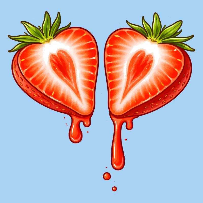 Geteilte Erdbeere mit Herzform 