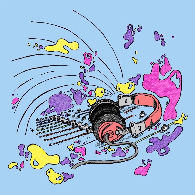 Casque d'écoute et console DJ [violet]