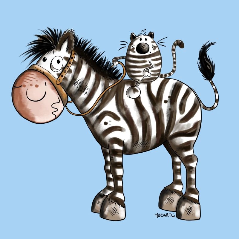 Zebra mit Katze