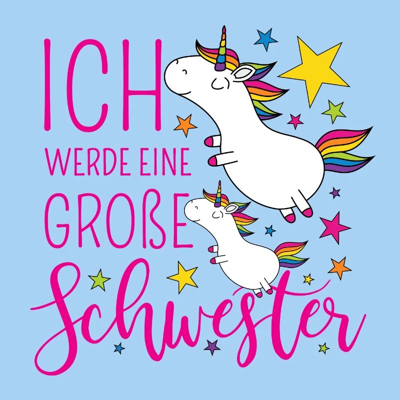 Große Schwester Einhorn Einhörner pink Sterne bunt