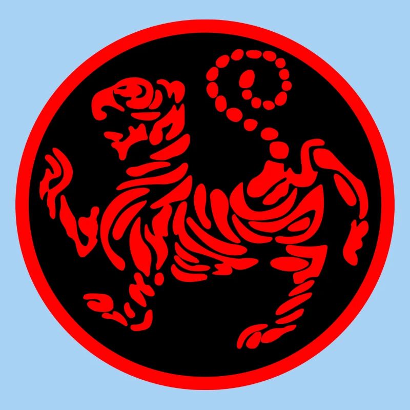 Shotokan karate logo emblem tiger red on black