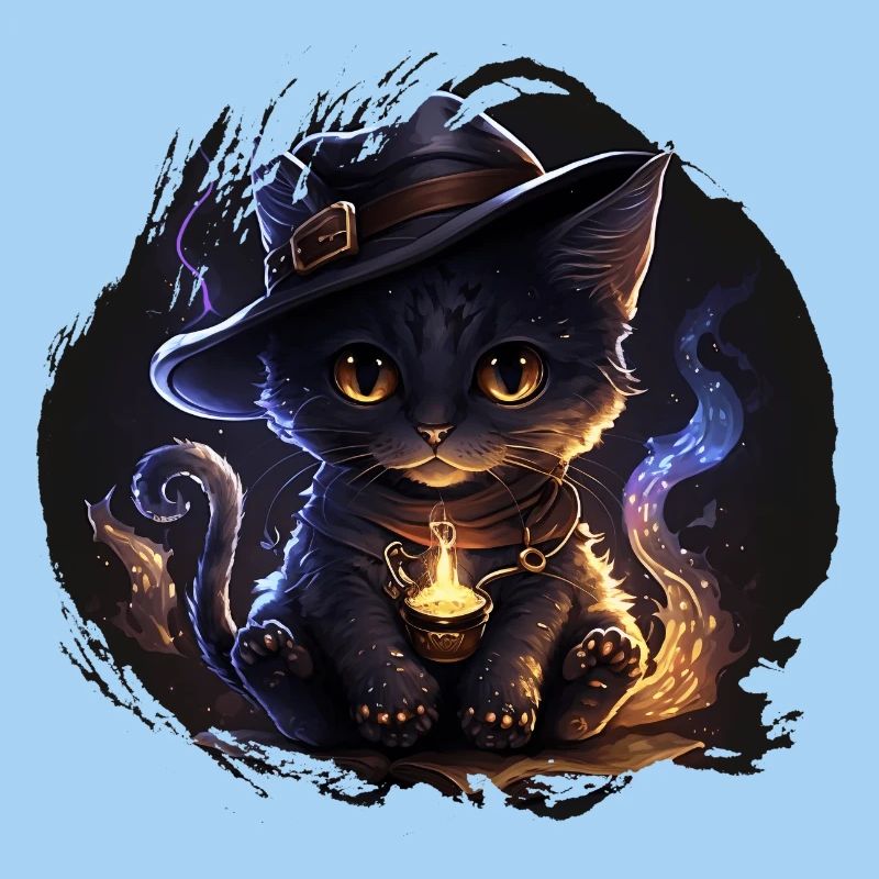 Mystical Witch Cat with Magic Hat