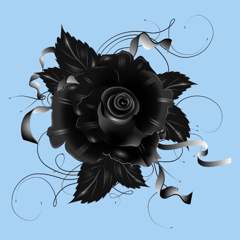 schwarze Gothic Rose mit dunklen Bändern