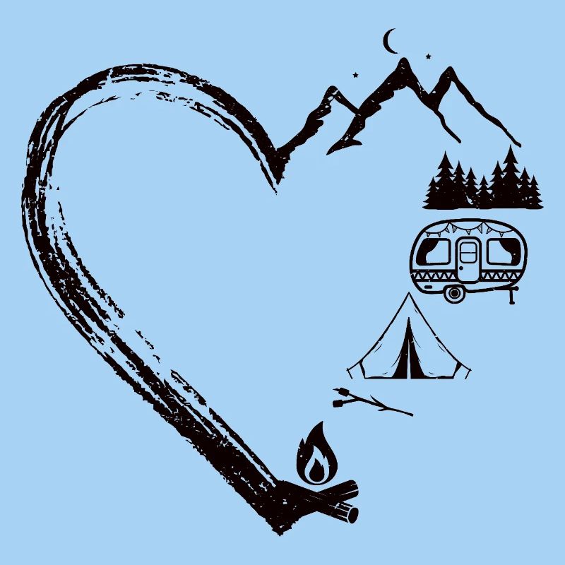 Mountain Heart Camping Patch Design