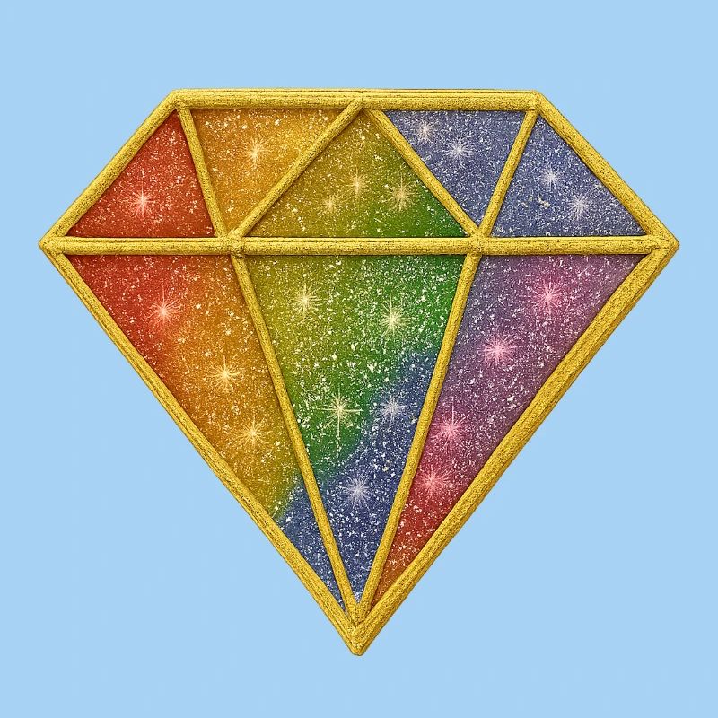 Rainbow diamond with stardust design