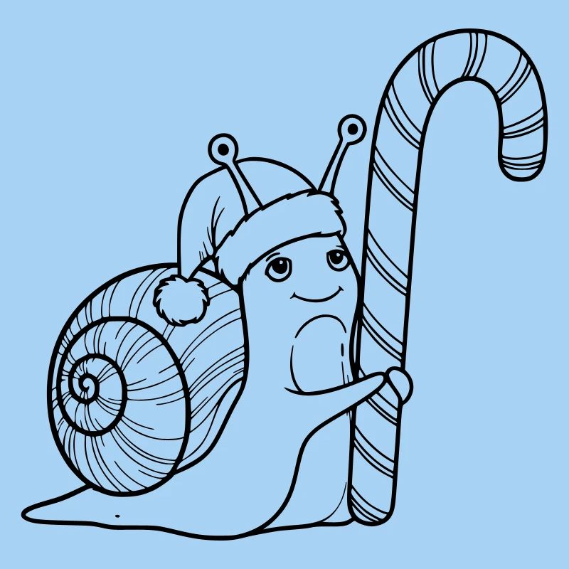 Escargot de Noël doux avec canne d’orge d’orge