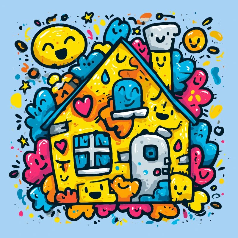 Lachendes Haus Farbklecks