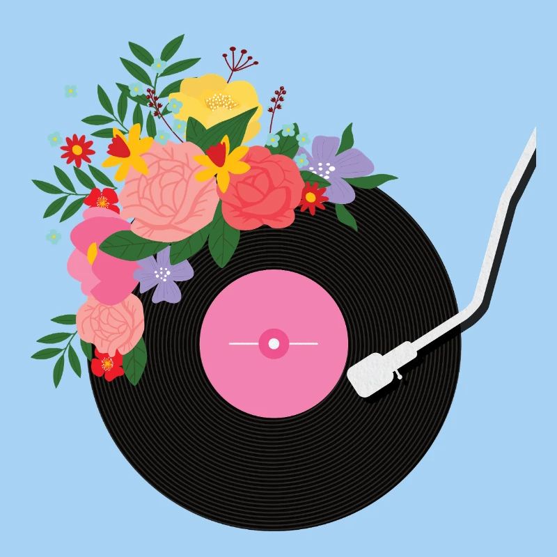 Disque vinyle fleuri