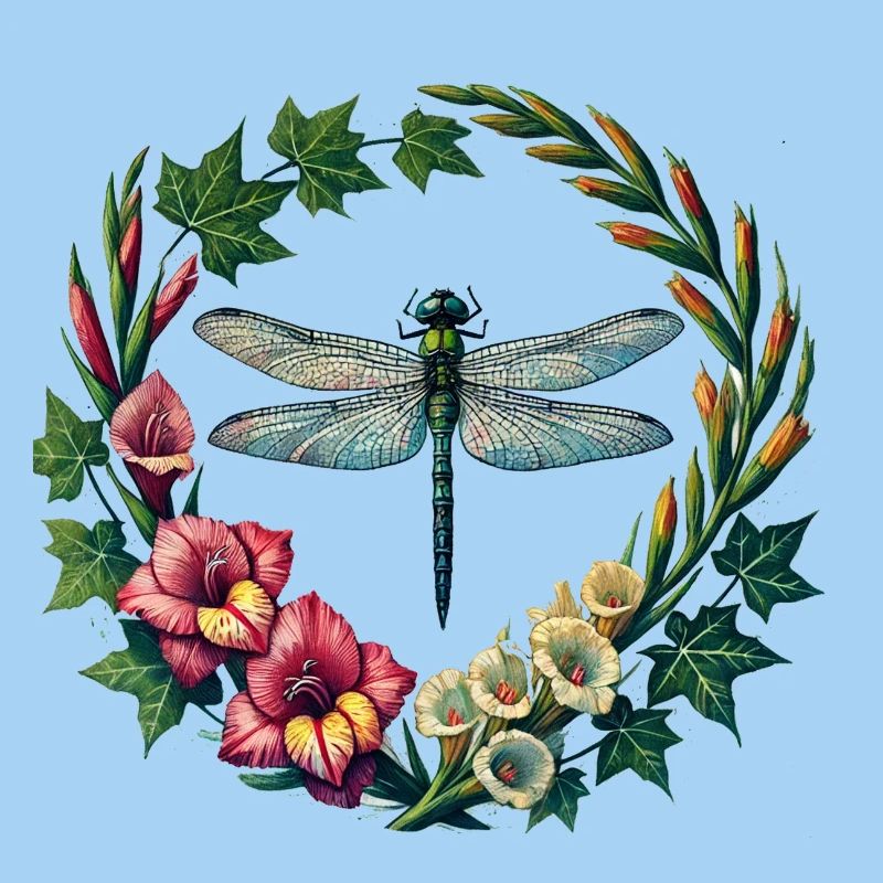 Dragonfly Floral Wreath Frame