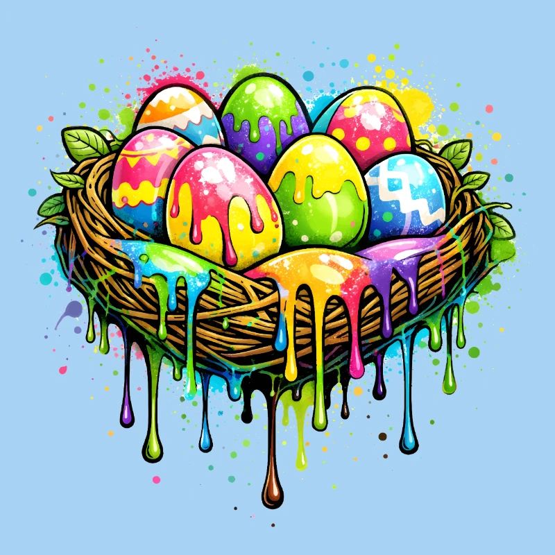 Buntes Osternest im Graffiti Stil 