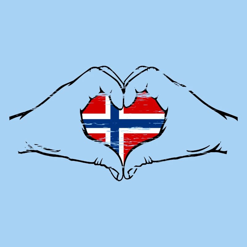 Drapeau de la Norvège en forme de coeur utilisé