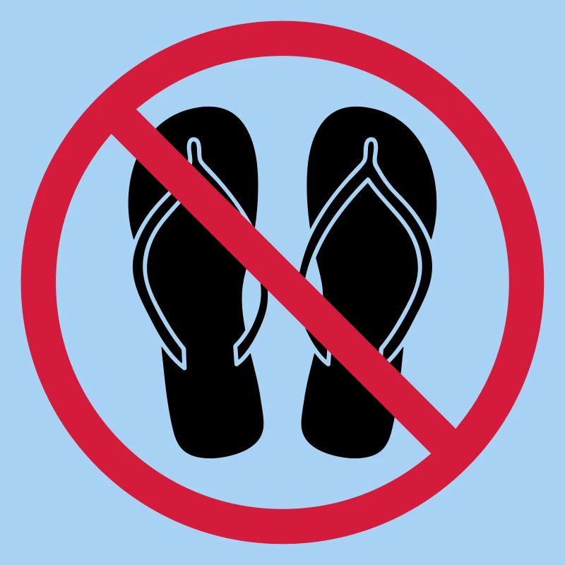 keine flip flops verboten schild zone gebiet clipa