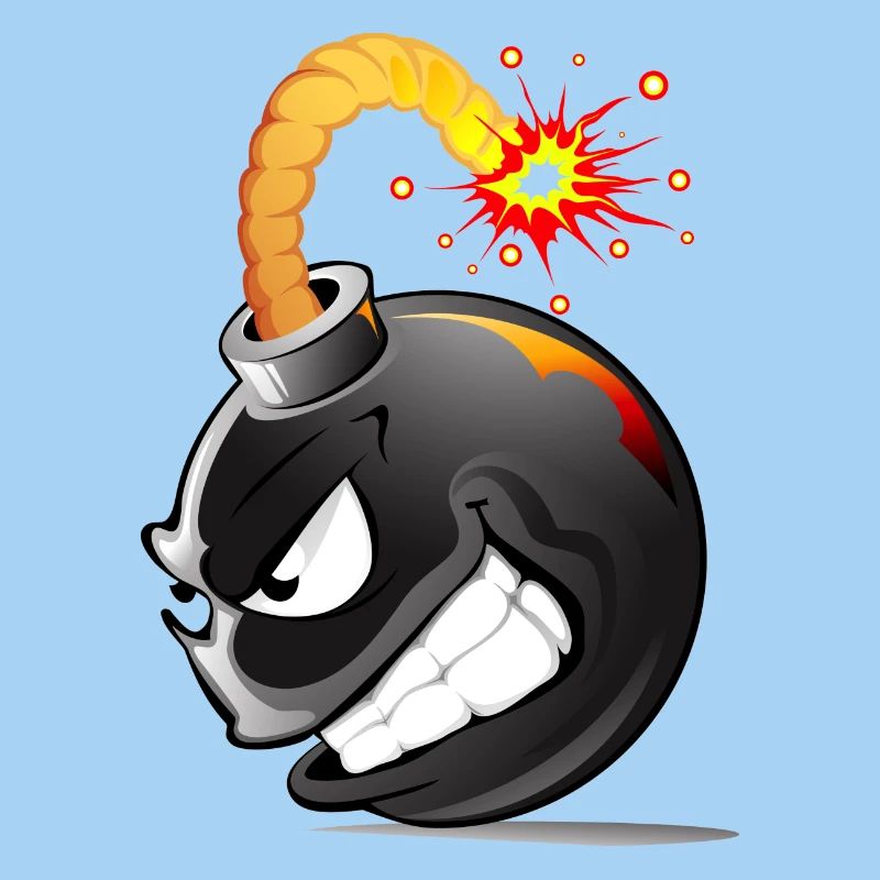 Bomb, bomb, bomb with face exploded bomb #