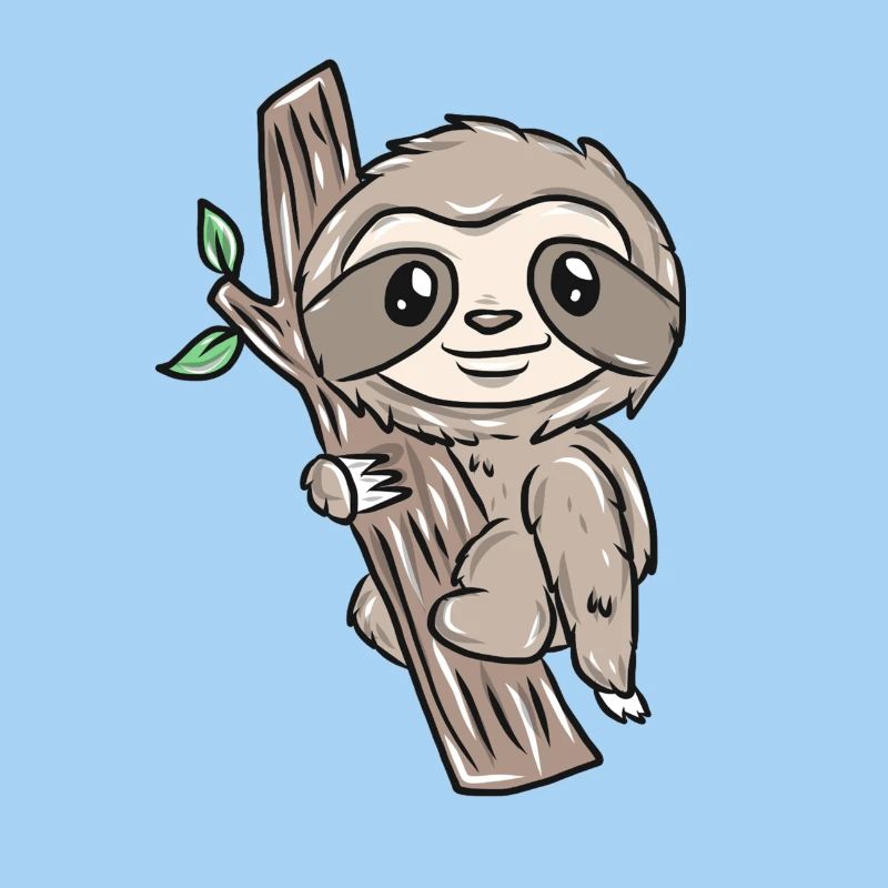 Slow sloth on tree