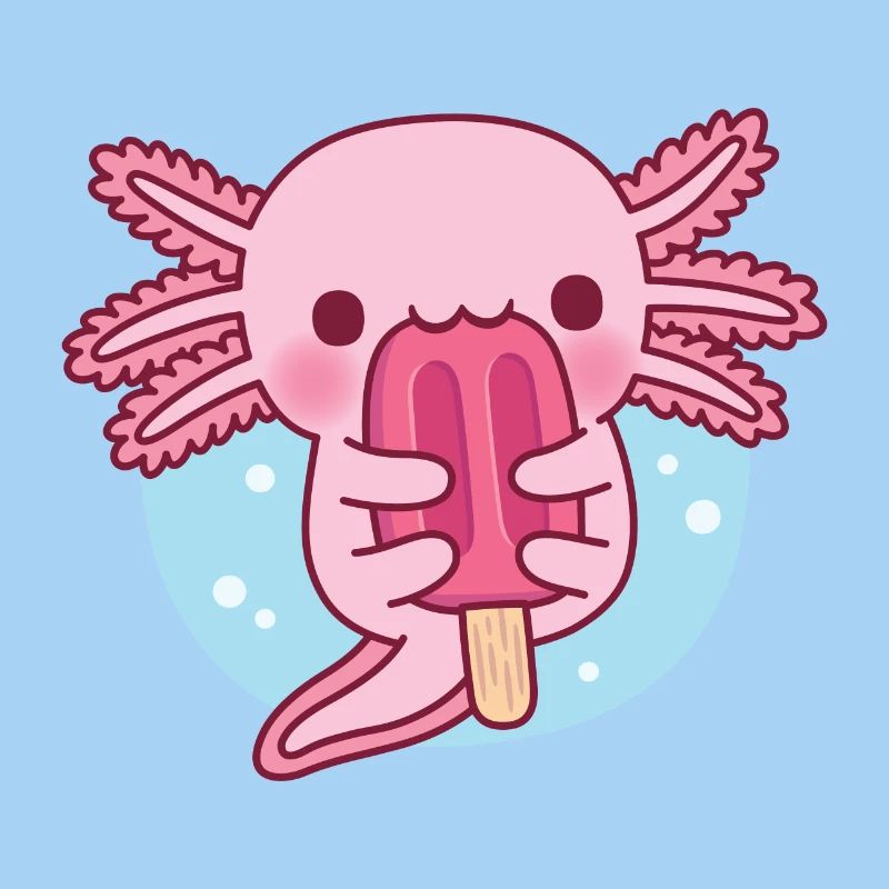 Niedlicher Axolotl isst Eiscreme