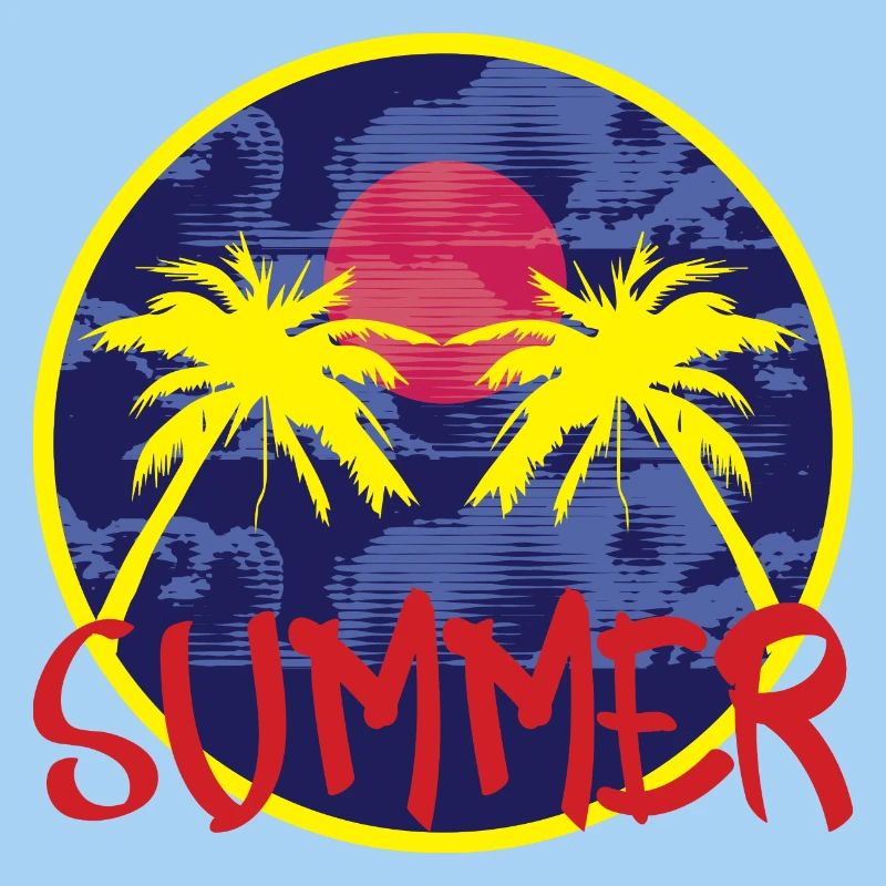 Summer under palm trees on the beach Summer holidays