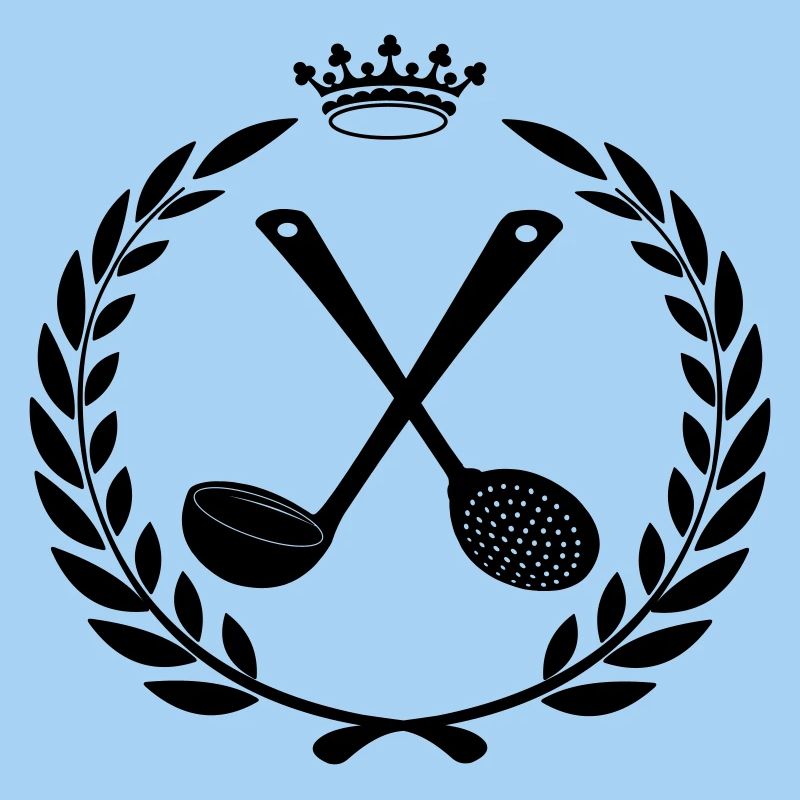 Soup spoon and slotted spoon crossed
