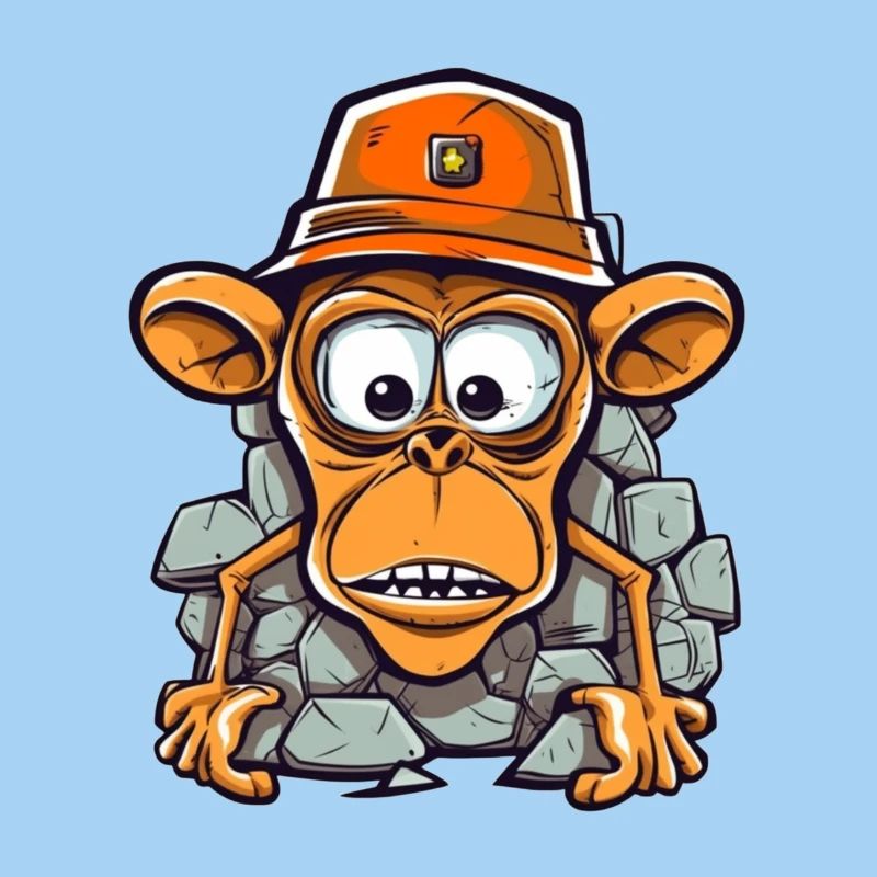 Entzückender Affe mit Bauhelm