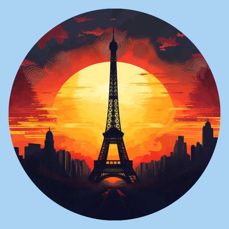 Paris Eiffel Tower at sunset, Romantic