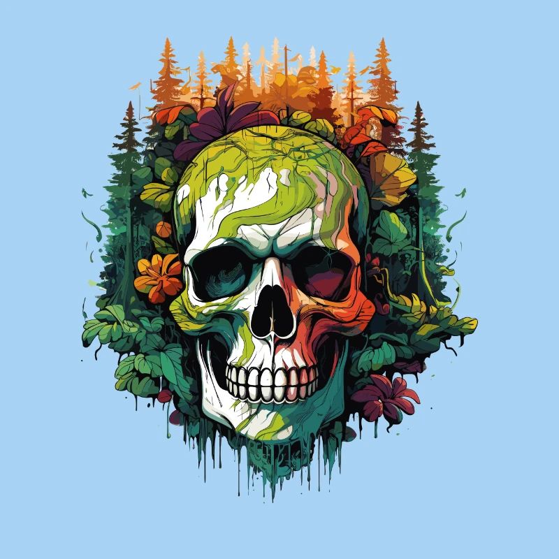 Rainbow Skull in the Jungle