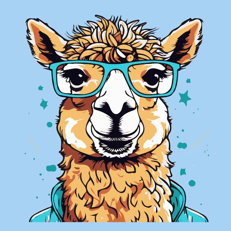 Lama mit Brille bunte Farbsplash