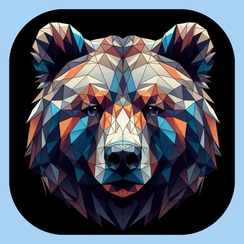 Bear Head Polygon Multicolored
