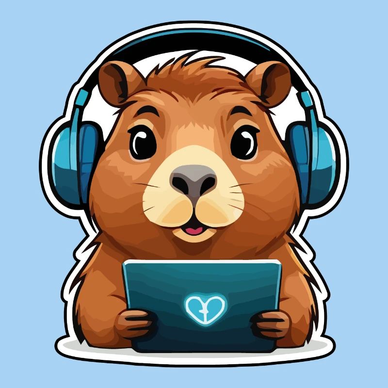 Capybara with computer
