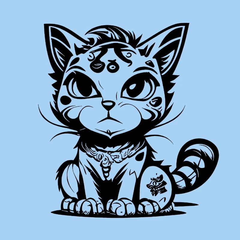 Mignon assis Manga Comic Cat