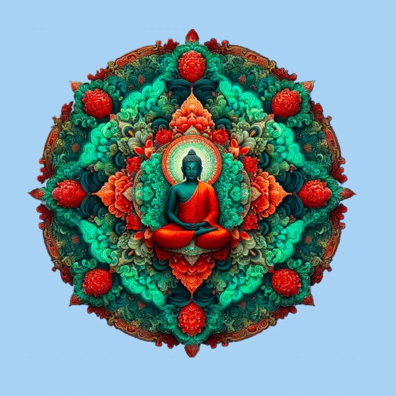 Bouddha Mandala sarcelle