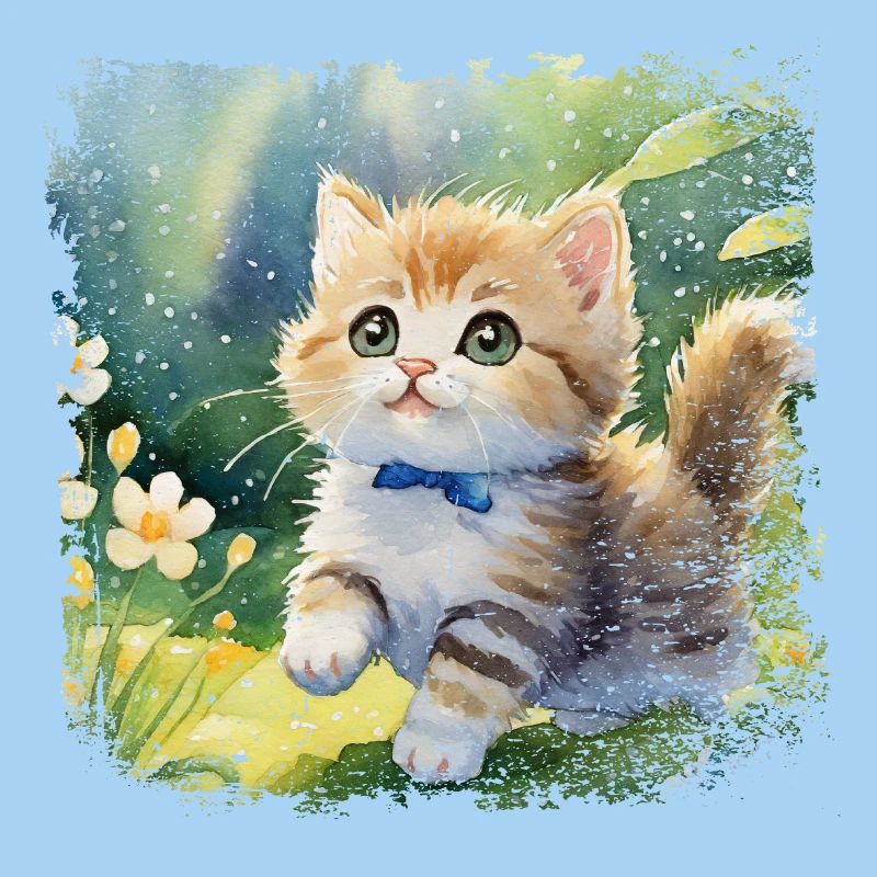 Mignon bébé chat jouant joyeusement dans le jardin