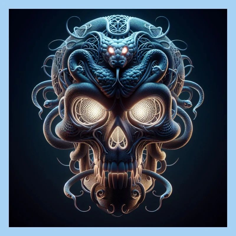 Schädel verschmolzen mit Snake 3D