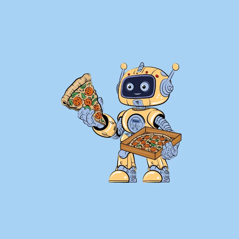 Roboter isst Pizza