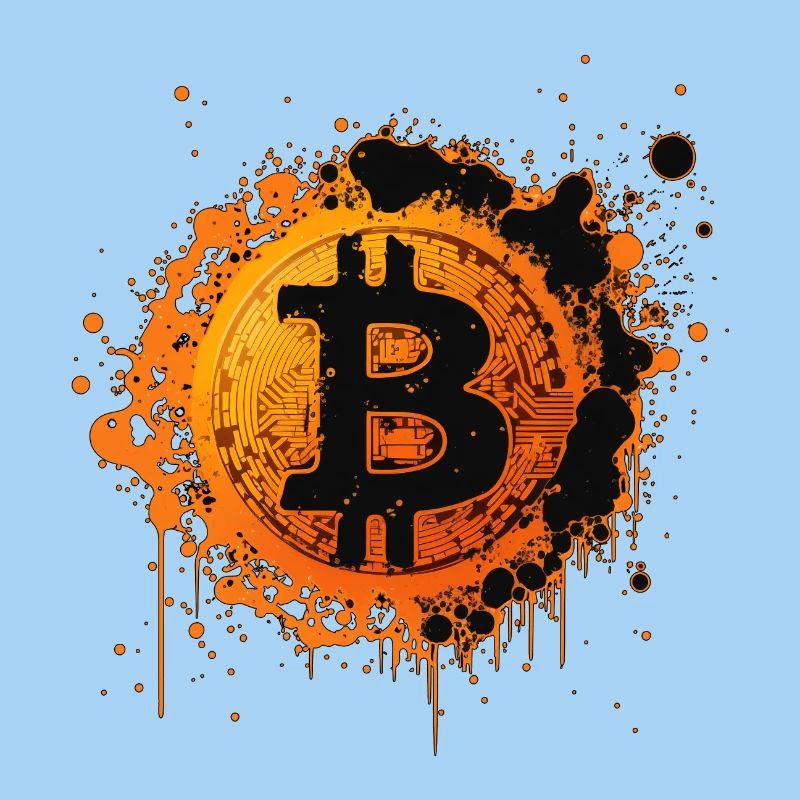 Bitcoin Splatter Graffiti Orange