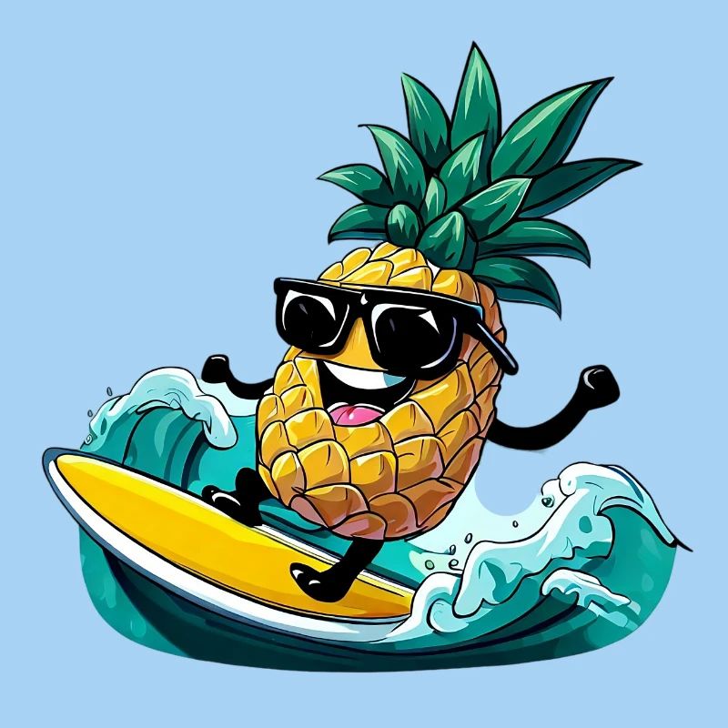 Surf d’ananas avec lunettes de soleil à la mer