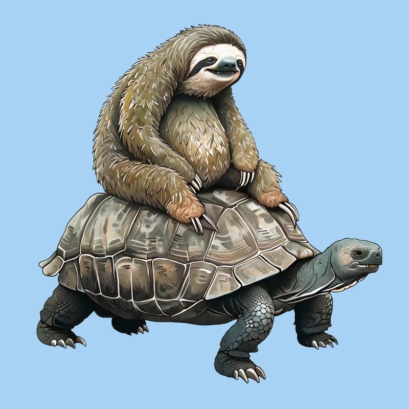 Sloth on turtle