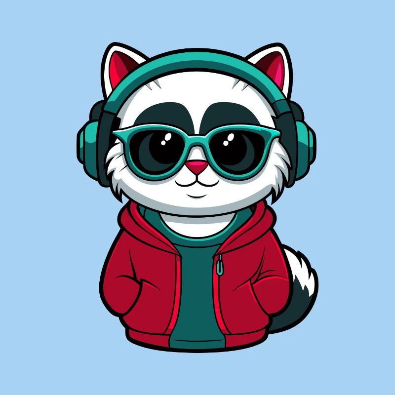 Coole Katze mit Kapuzenpullover und Brille Design