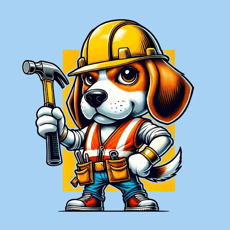 Beagle Bauarbeiter