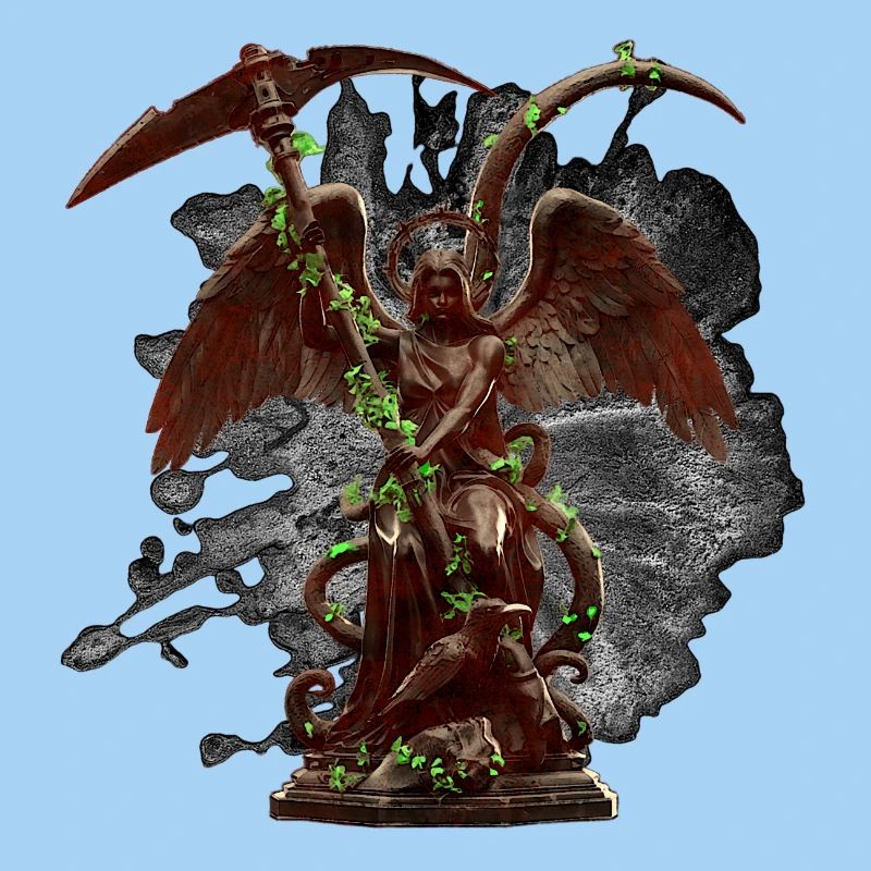 Engelstatue, Ranken, gothic design