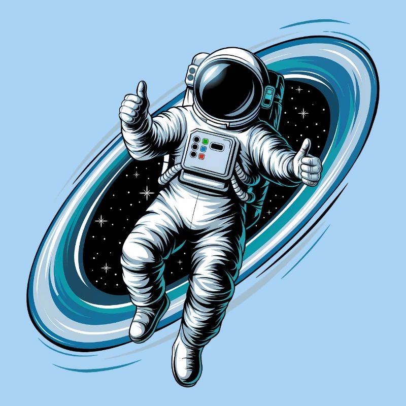Un astronaute cool dans l’espace avec le pouce levé