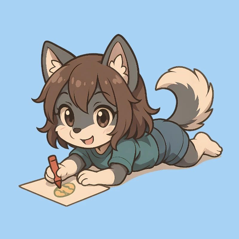 Chibi Wolf Pup – Zeichnendes Wolfs-Kind Motiv