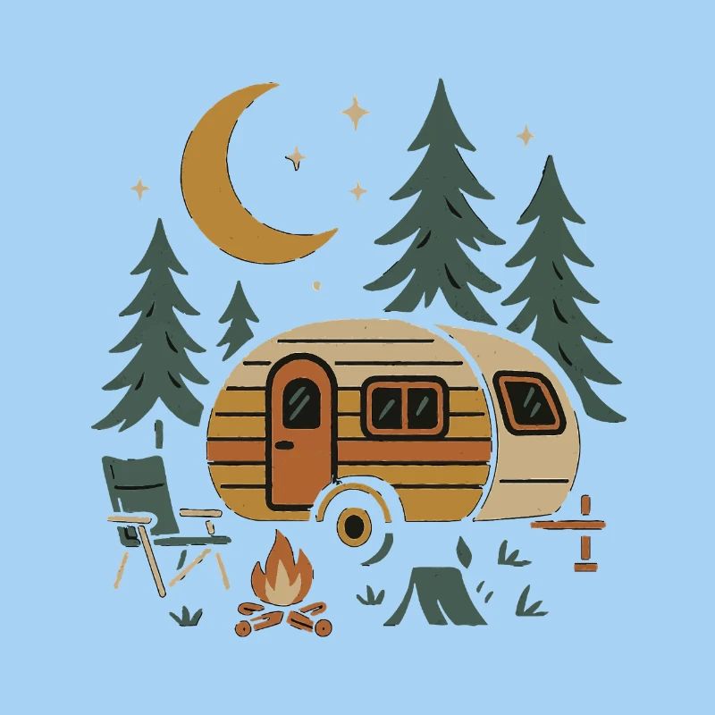 Conception de scène de camping nocturne