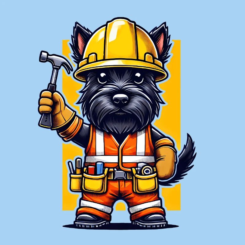 Scottish Terrier Construction Worker
