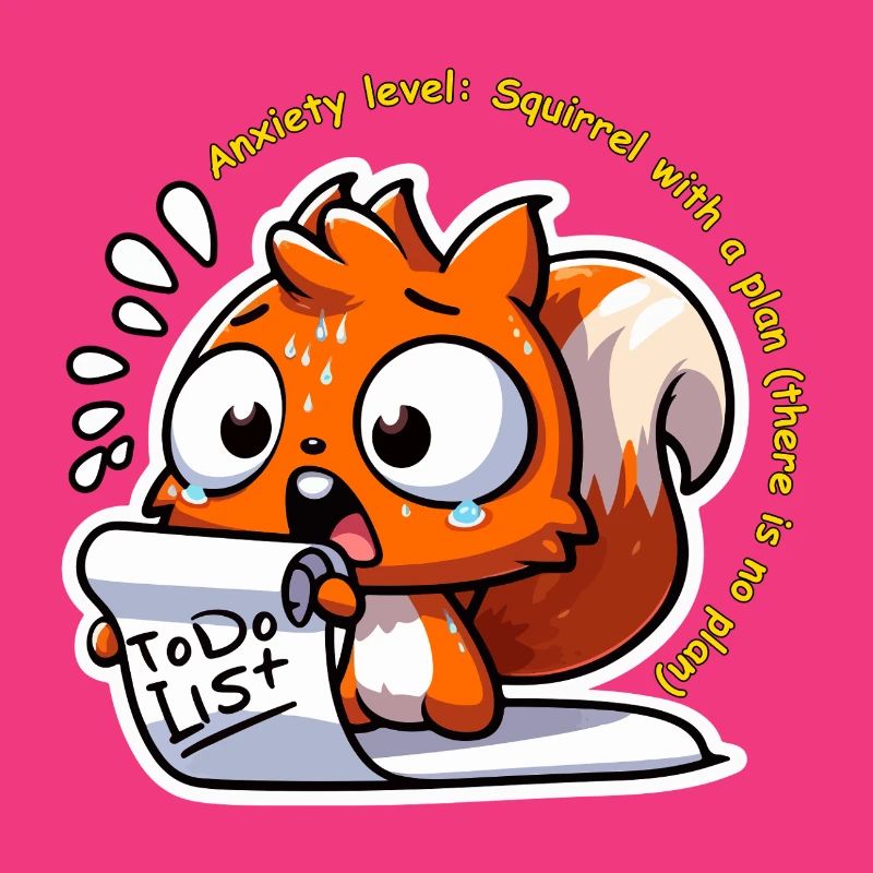 Anxious Squirrel with To-Do List