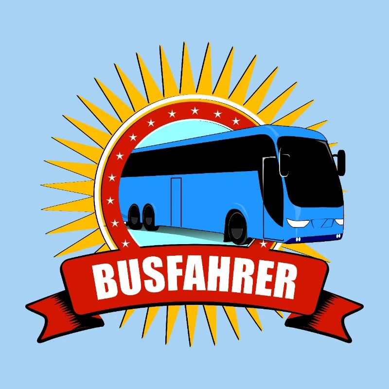 Busfahrer Fun Motiv mit Sonnenstrahlen