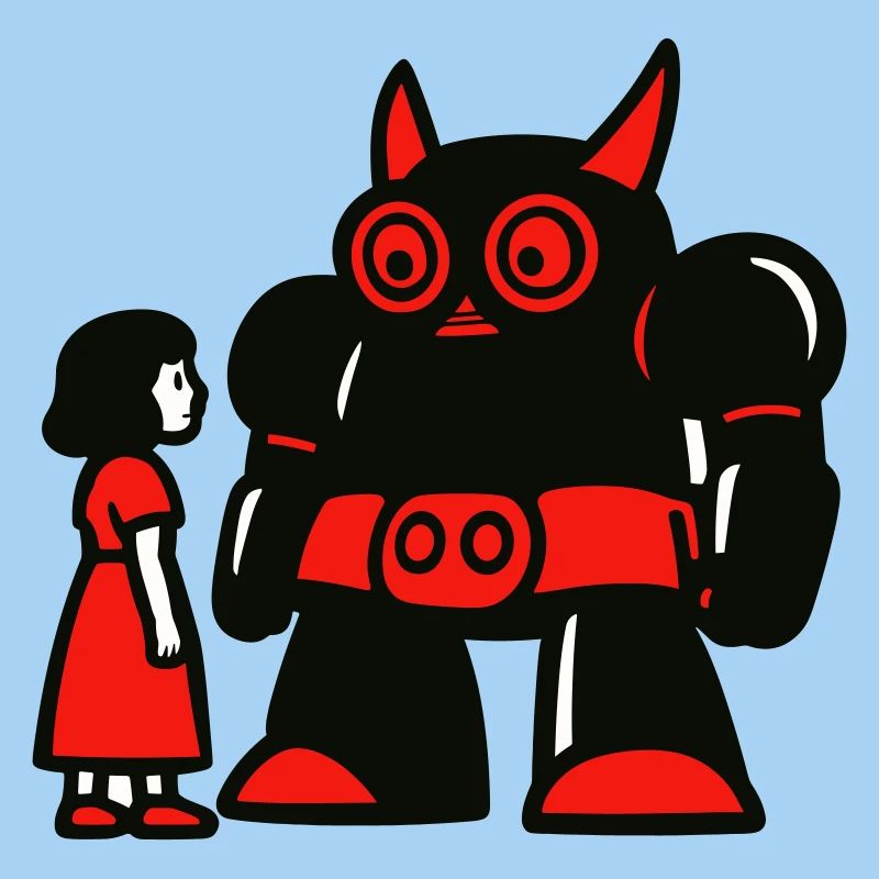 Mädchen und Roboter