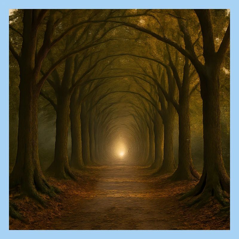 Mystical tree path in the autumn light