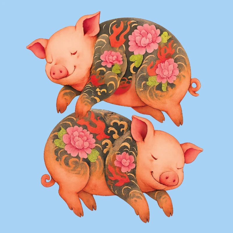 Floating Tattooed Piglets – Double Zen Ink