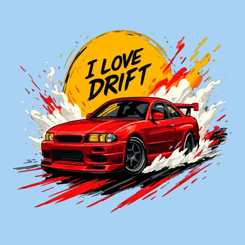 Red Drift Car Splash Artwork