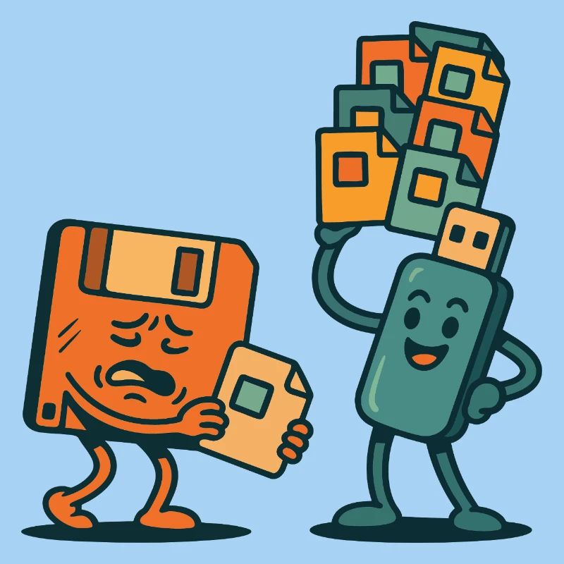 Floppy Disk vs USB Drive Retro Tech Sarcasm