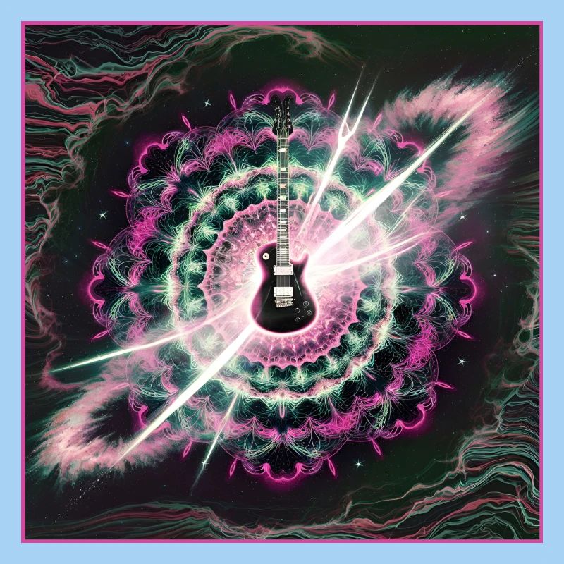 Neon Cosmic Guitar Explosion